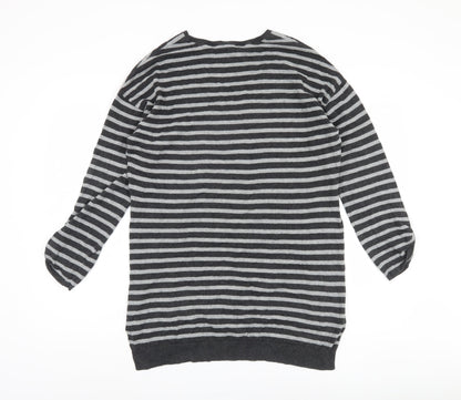 Laura Ashley Women's Grey Striped Pullover Jumper Size 14