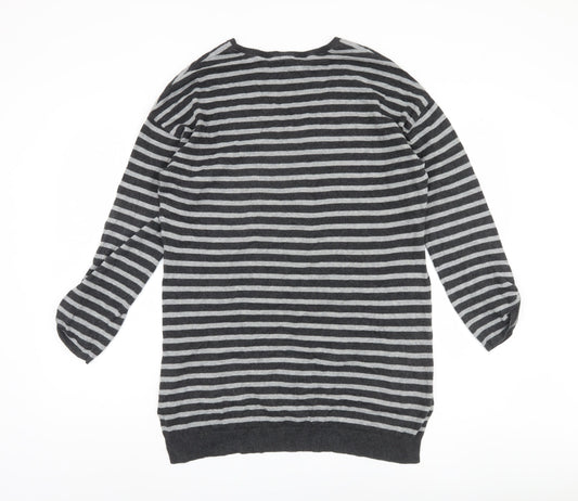 Laura Ashley Women's Grey Striped Pullover Jumper Size 14