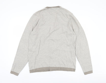 Marks and Spencer Men's Beige Striped Pullover Jumper L