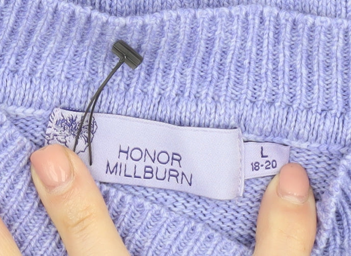 Honor Millburn Women's Purple Cable-Knit Jumper L