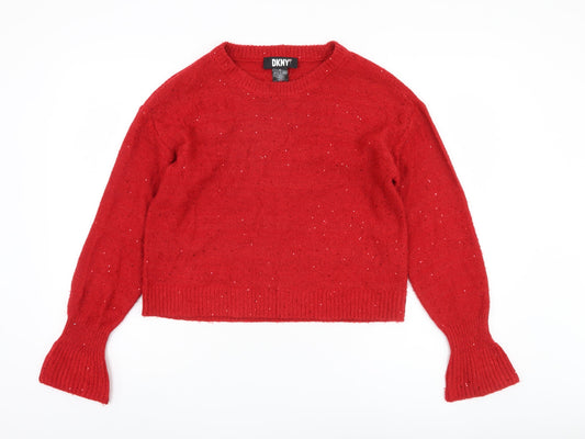 Womens UK Size S DKNY Red Pullover Jumper