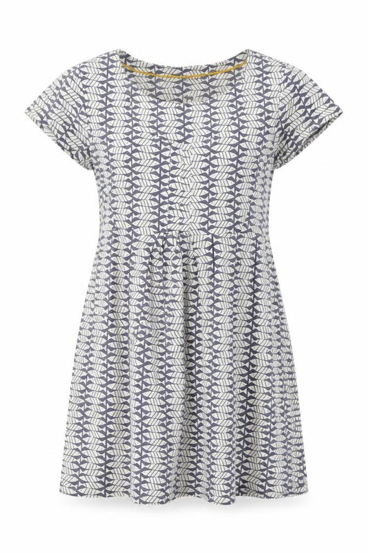 White Stuff Women's Blue Geometric Tunic Top UK 10