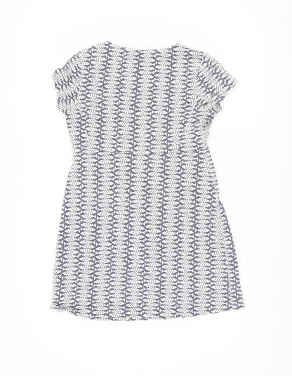 White Stuff Women's Blue Geometric Tunic Top UK 10