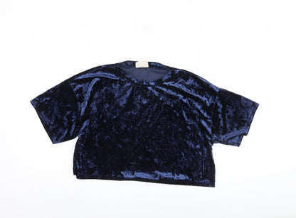 Pins and Needles Women's Blue Velvet Top XS