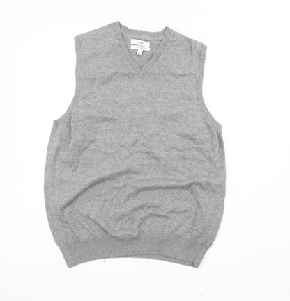 Marks and Spencer Men's Grey Cotton Vest - Large