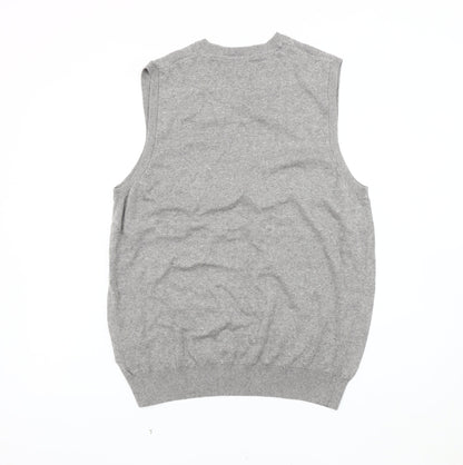Marks and Spencer Men's Grey Cotton Vest - Large
