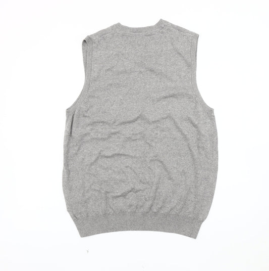 Marks and Spencer Men's Grey Cotton Vest - Large