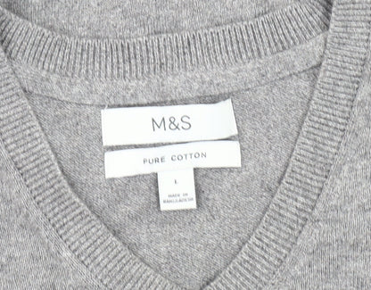 Marks and Spencer Men's Grey Cotton Vest - Large