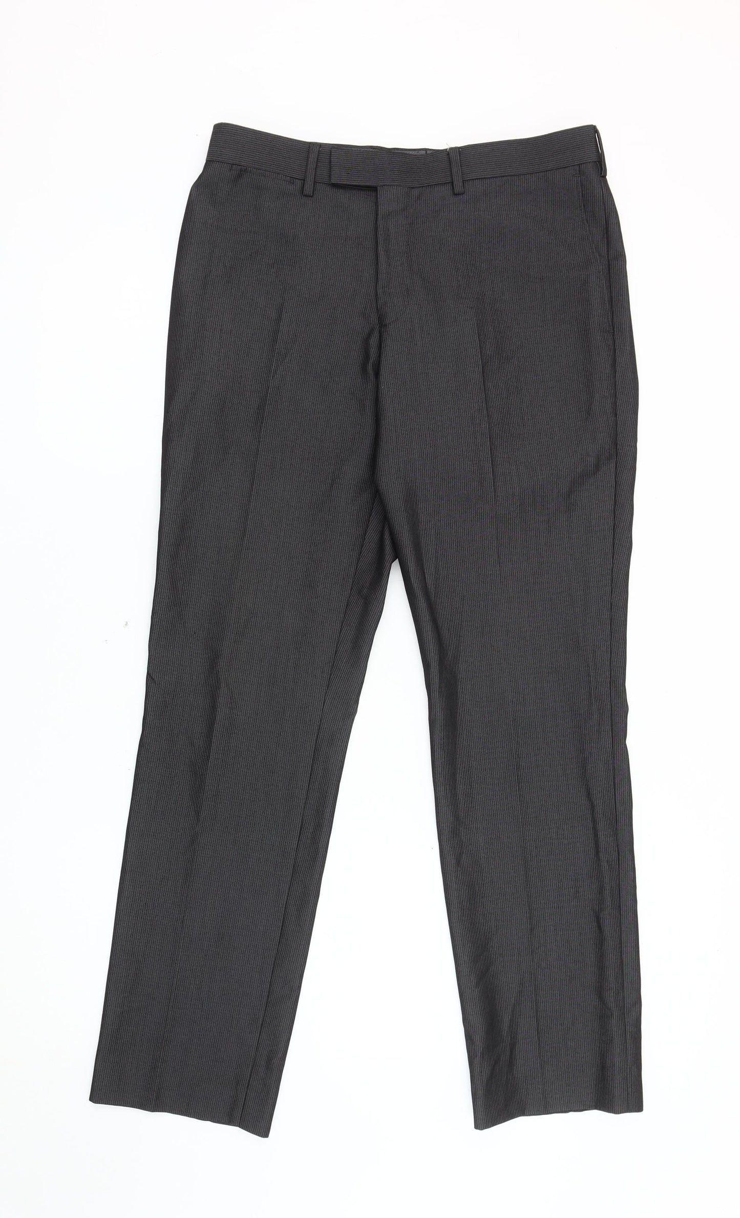 Next Men's Black Dress Pants, Size 32R, Formal Herringbone