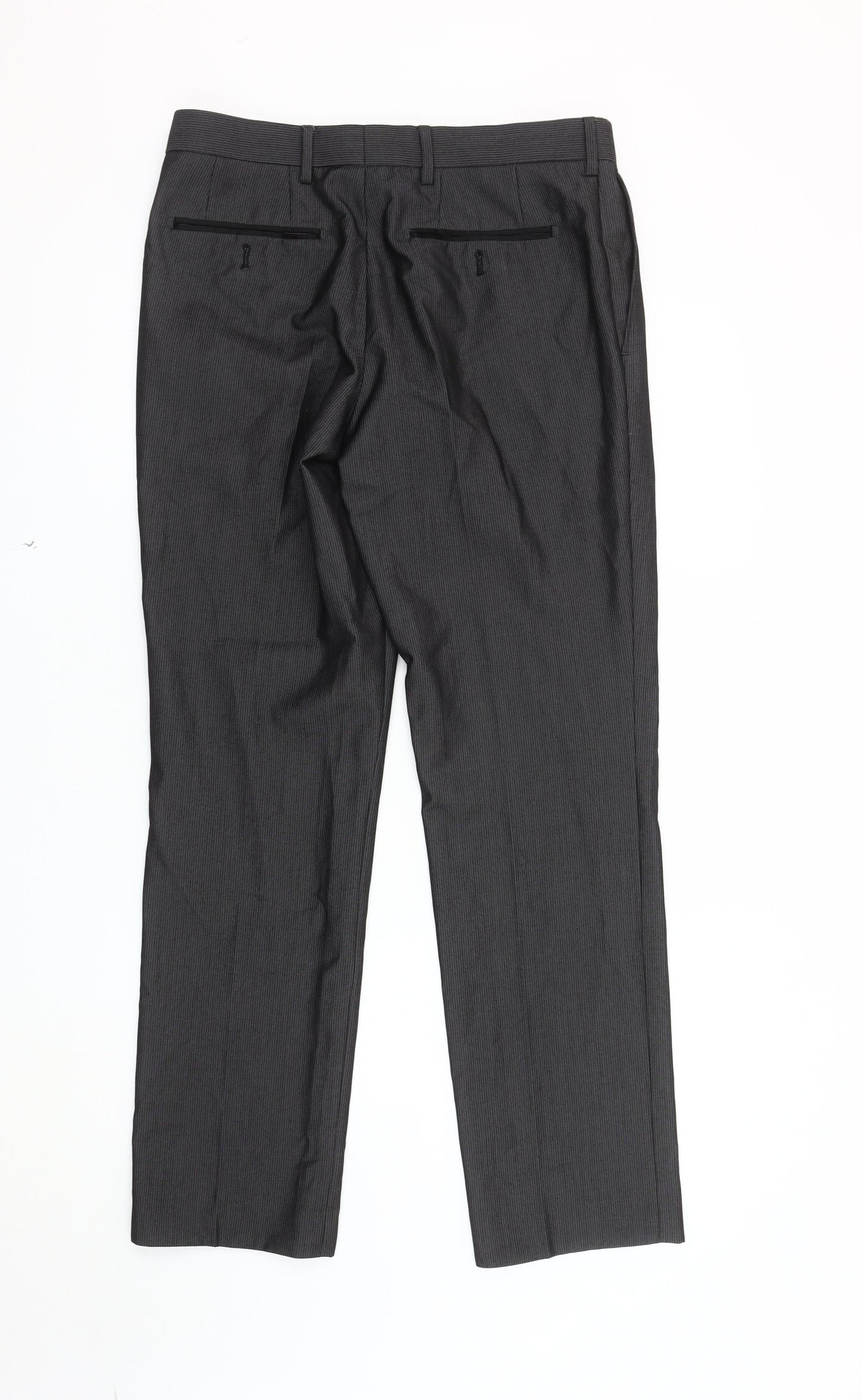 Next Men's Black Dress Pants, Size 32R, Formal Herringbone