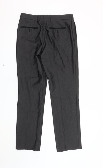 Next Men's Black Dress Pants, Size 32R, Formal Herringbone
