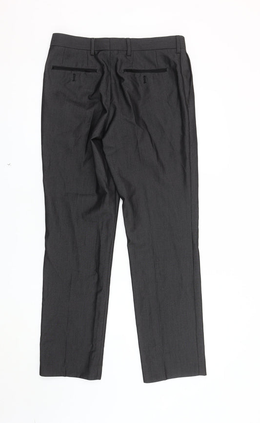 Next Men's Black Dress Pants, Size 32R, Formal Herringbone