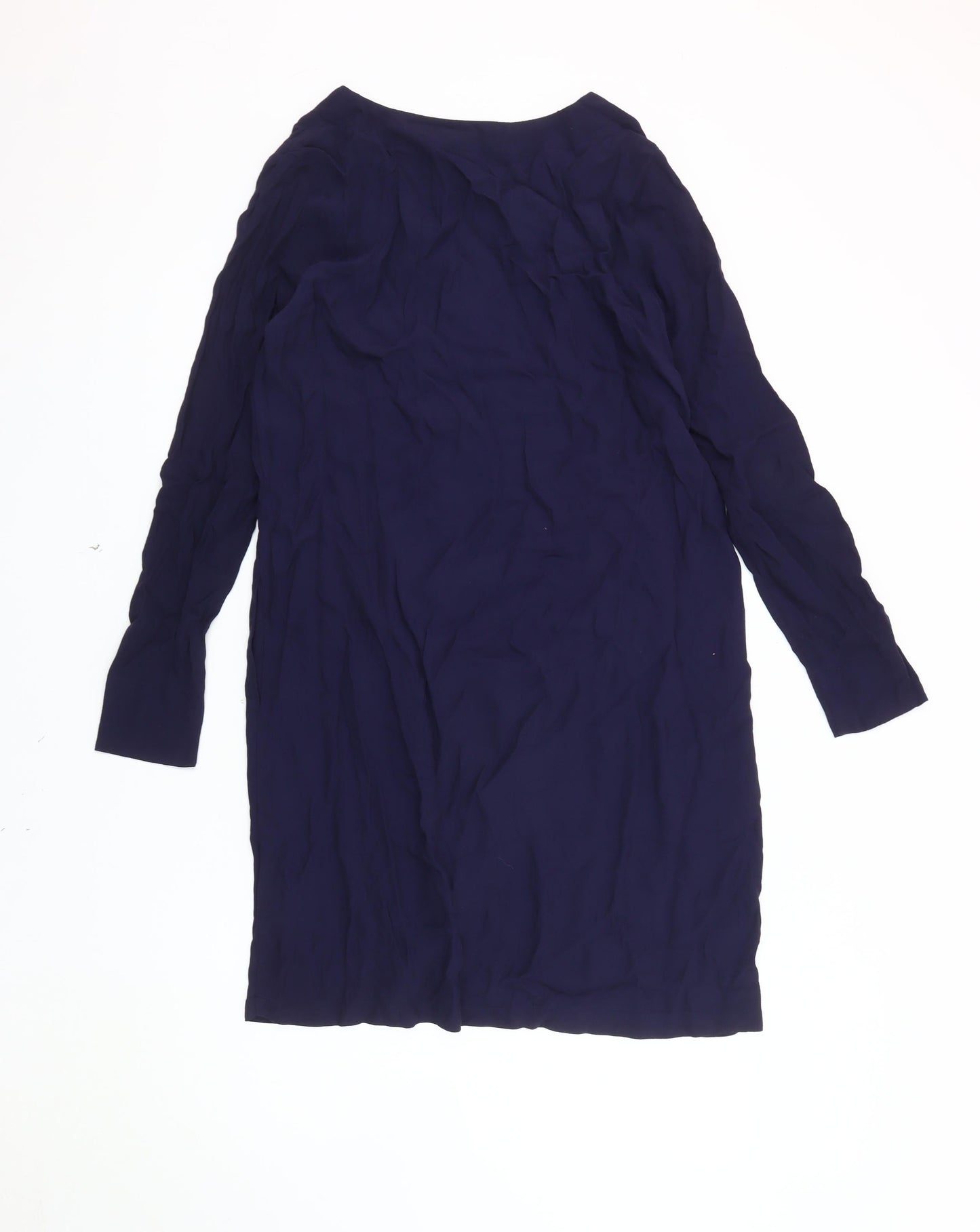 H&M Women's Blue Viscose Long Sleeve Dress - Size 8