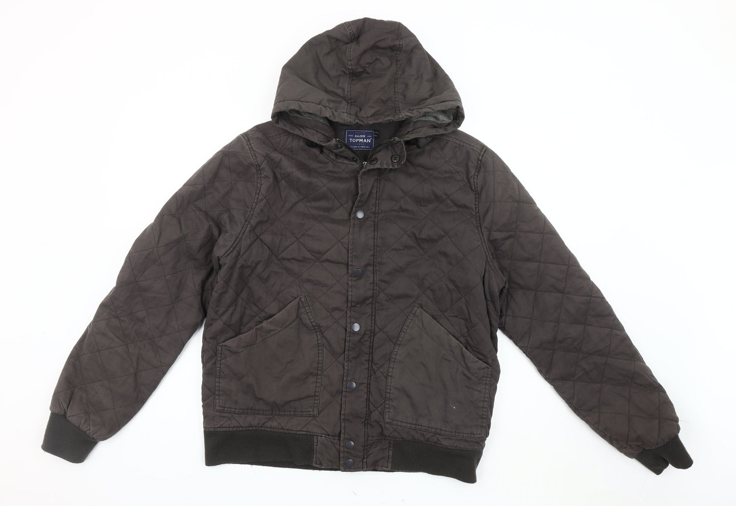 Mens UK Size L Topman Brown Quilted Coat