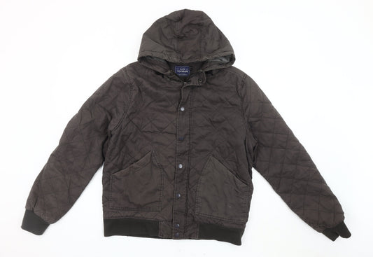Mens UK Size L Topman Brown Quilted Coat
