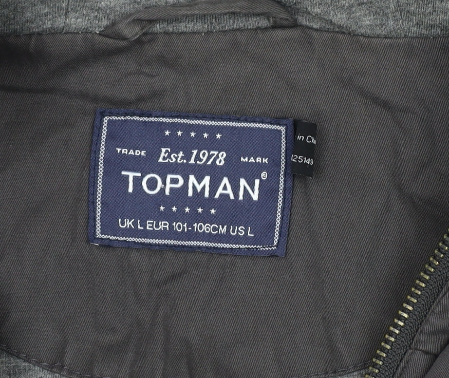 Mens UK Size L Topman Brown Quilted Coat