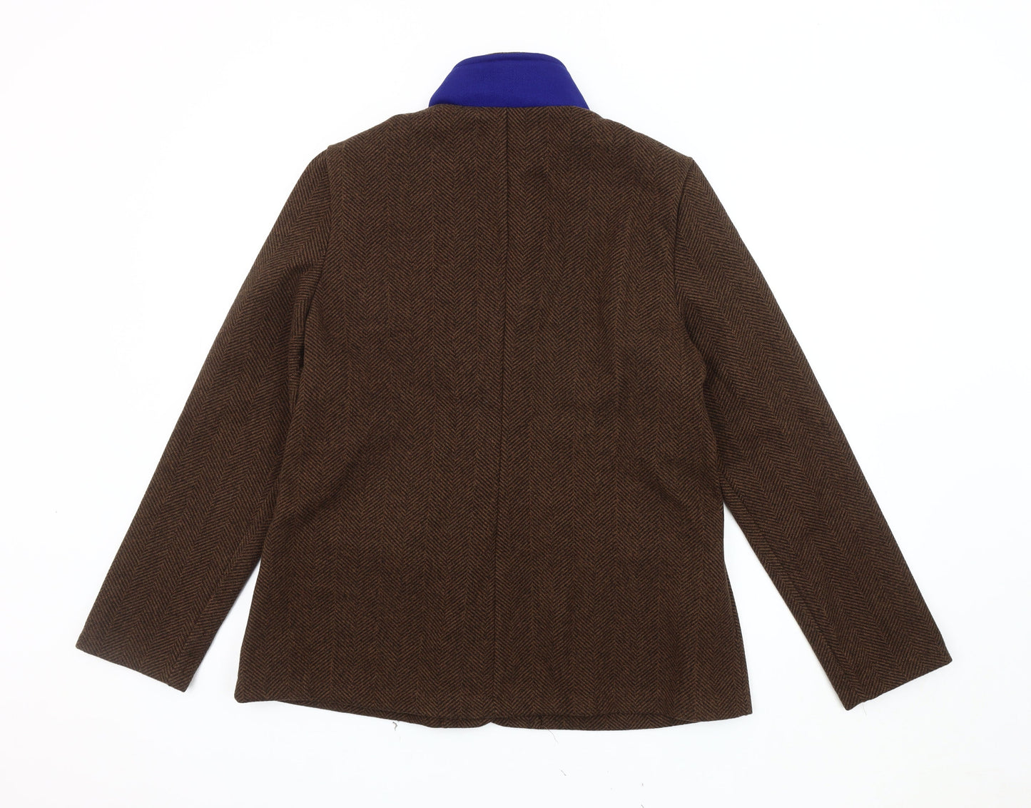 Misslook Women's Brown Blazer Jacket XL, Herringbone, Buttoned
