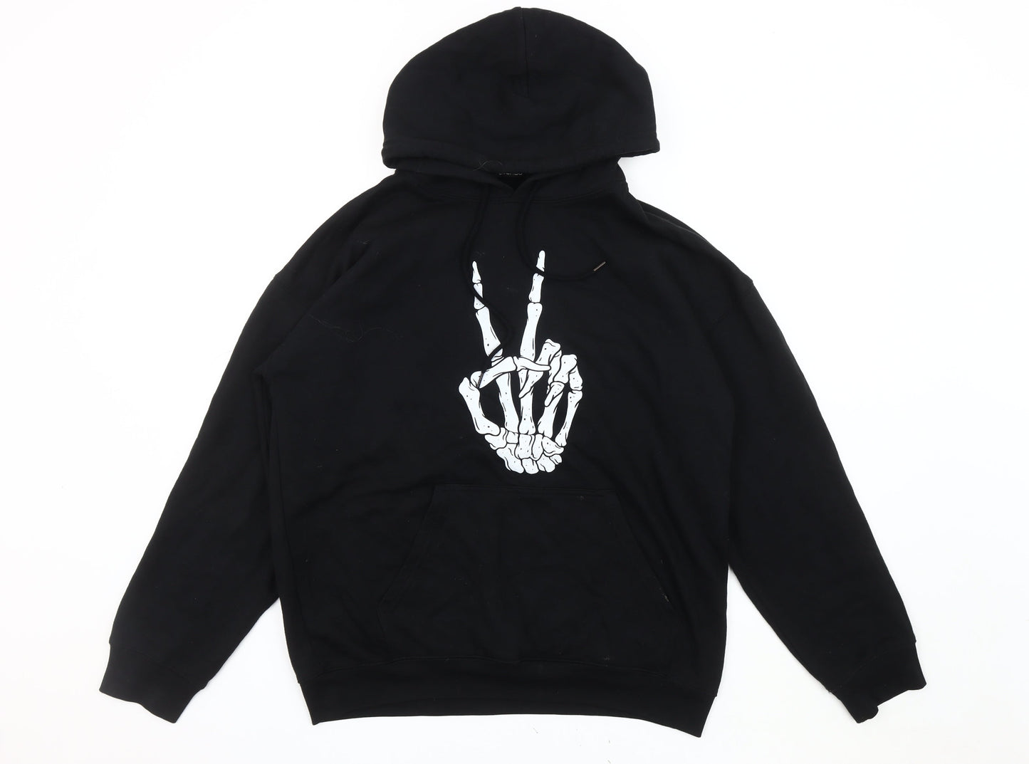 Boohoo Unisex Black Skeleton Graphic Pullover Hoodie S