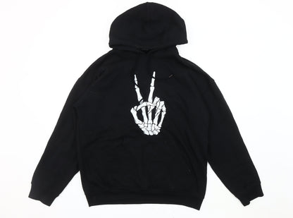 Boohoo Unisex Black Skeleton Graphic Pullover Hoodie S