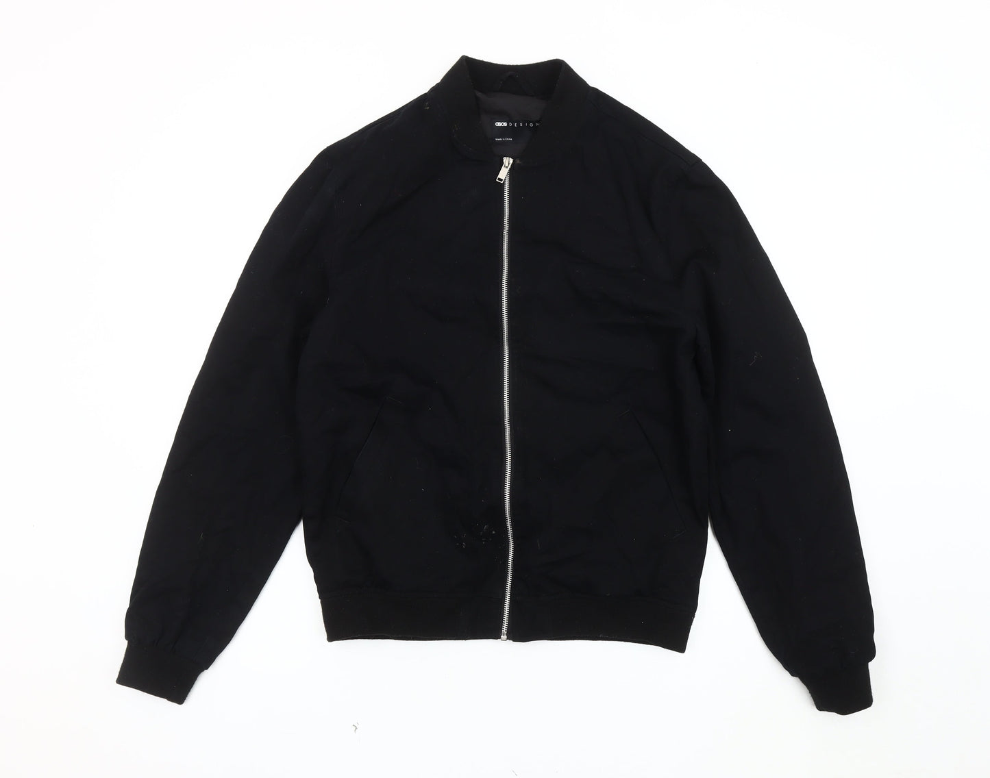 ASOS DESIGN Black Bomber Jacket, Unisex S, Casual Classic