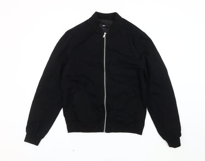 ASOS DESIGN Black Bomber Jacket, Unisex S, Casual Classic