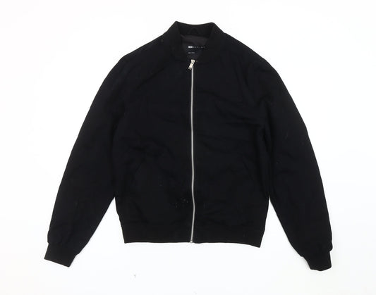 ASOS DESIGN Black Bomber Jacket, Unisex S, Casual Classic