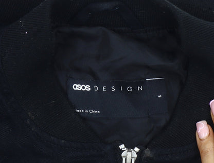 ASOS DESIGN Black Bomber Jacket, Unisex S, Casual Classic