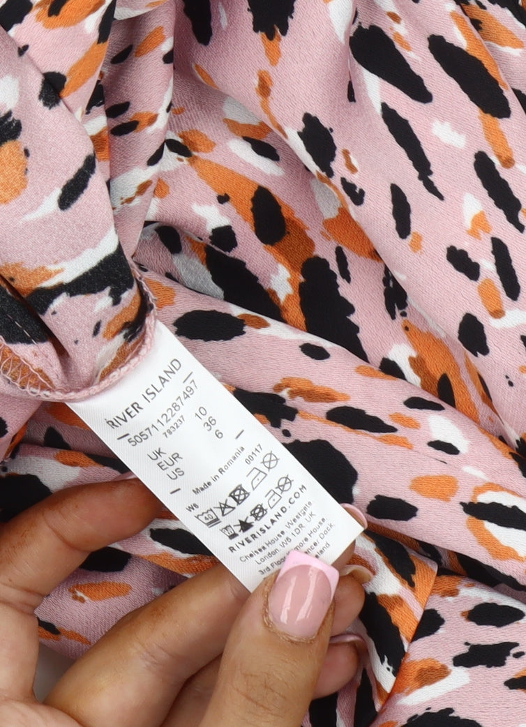 River Island Women's Pink Animal Print Shorts Size 10