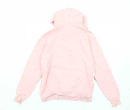 H&M Women's Pink Pullover Hoodie, S, Casual Cartoon Style