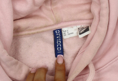 H&M Women's Pink Pullover Hoodie, S, Casual Cartoon Style