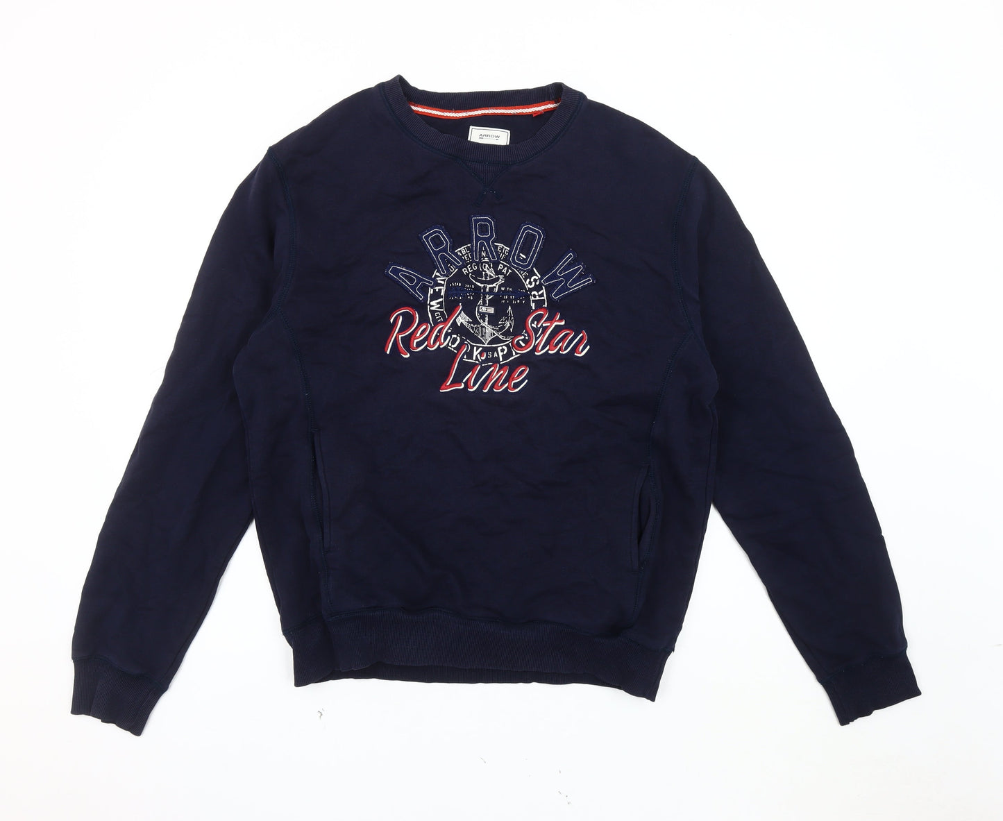 Arrow Men's Blue Graphic Pullover Sweatshirt L