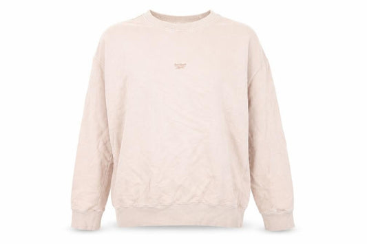 Front view of Reebok Beige unisex pullover sweatshirt, size S, casual