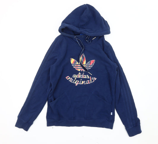 Adidas Women's Blue Pullover Hoodie, Size 12, Logo Style