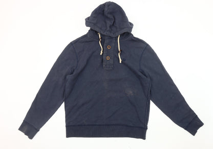 Mens UK Size M Fat Face Blue Henley Hoodie
