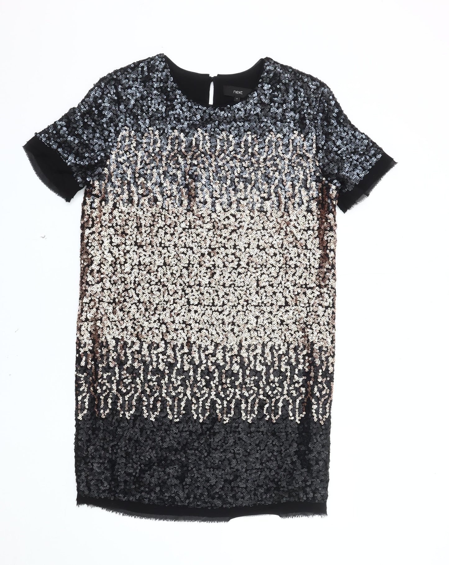 Next Women's Black Sequin Shift Dress Size 12