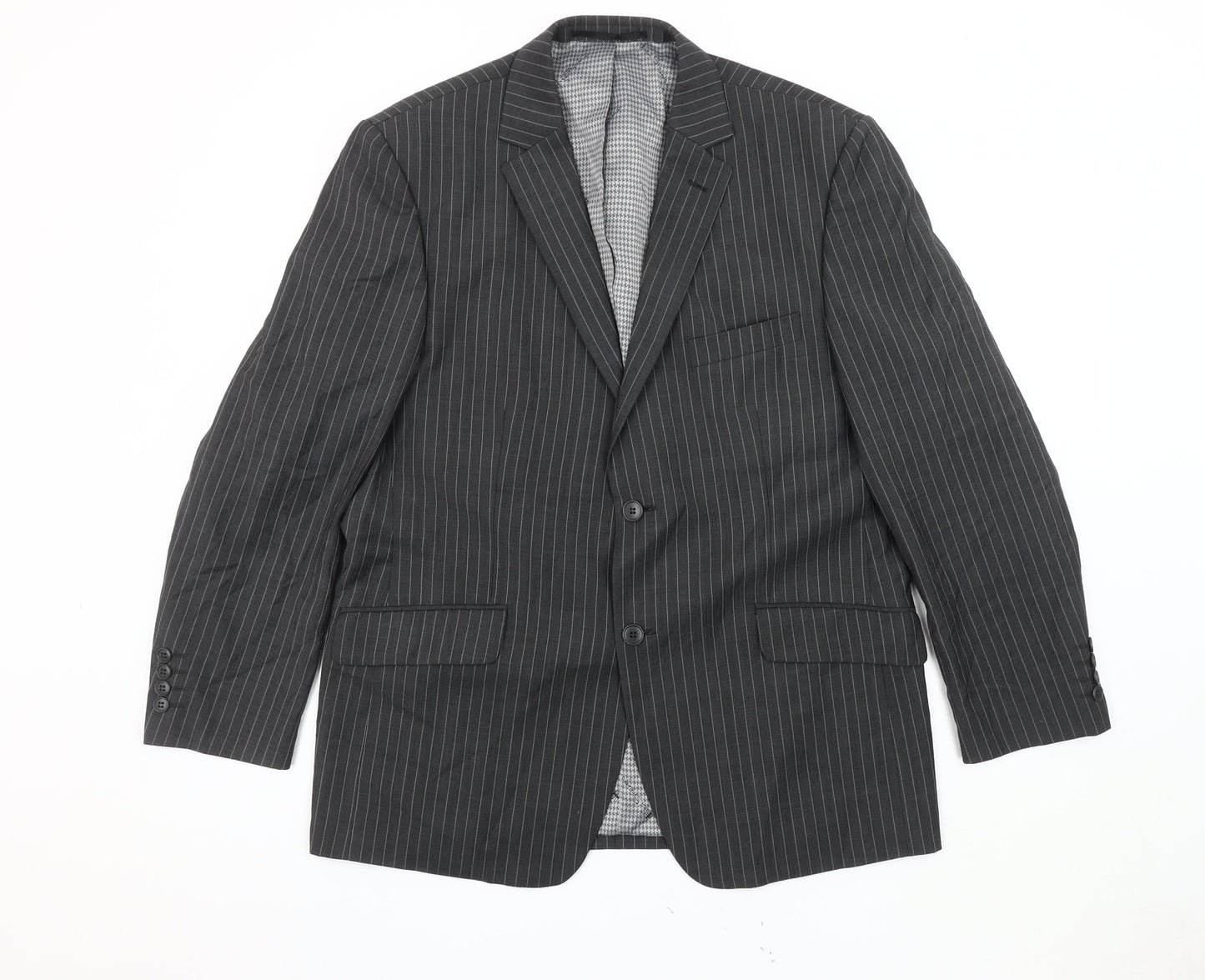 Ben Sherman Men's Grey Striped Wool Blazer 42
