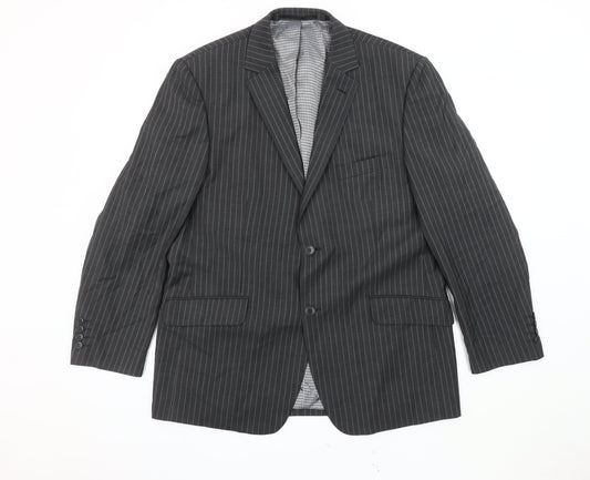Ben Sherman Men's Grey Striped Wool Blazer 42