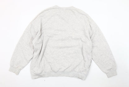 Bershka Women's Grey Logo Pullover Sweatshirt, Size 8