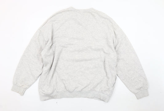 Bershka Women's Grey Logo Pullover Sweatshirt, Size 8