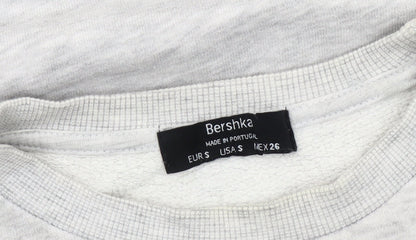 Bershka Women's Grey Logo Pullover Sweatshirt, Size 8