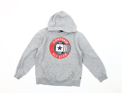 Converse Boys Grey Pullover Hoodie Size L - All Star Graphic