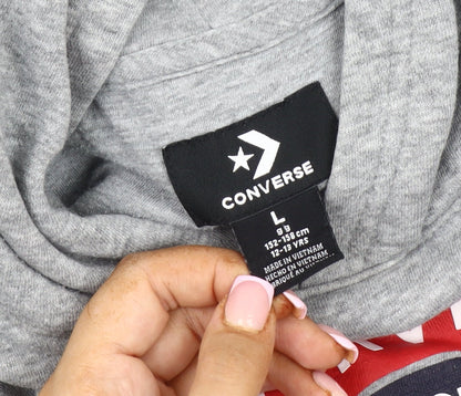 Converse Boys Grey Pullover Hoodie Size L - All Star Graphic