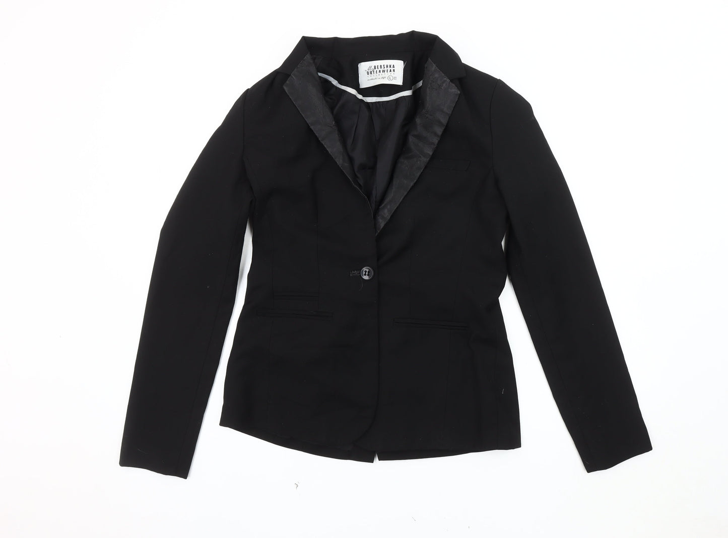 Bershka Women’s Black Blazer, Size L, Lined, Workwear