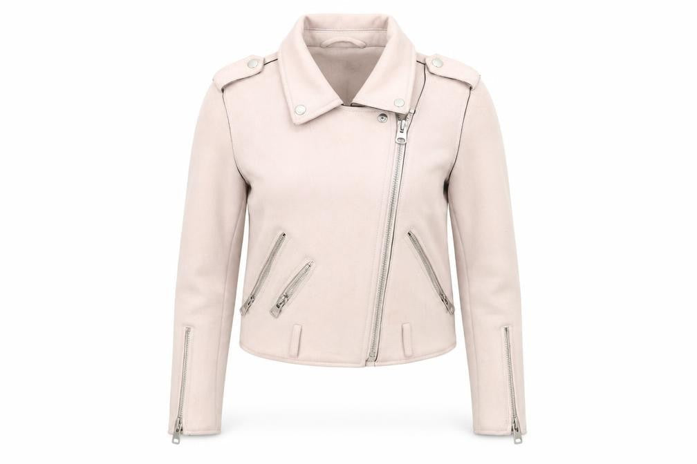 Womens UK Size XS Zara Beige Motorcycle Jacket