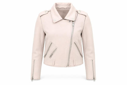 Womens UK Size XS Zara Beige Motorcycle Jacket