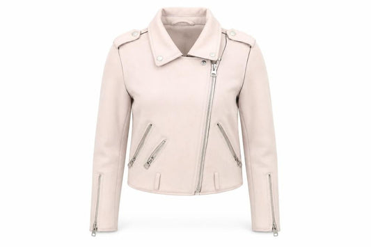 Womens UK Size XS Zara Beige Motorcycle Jacket
