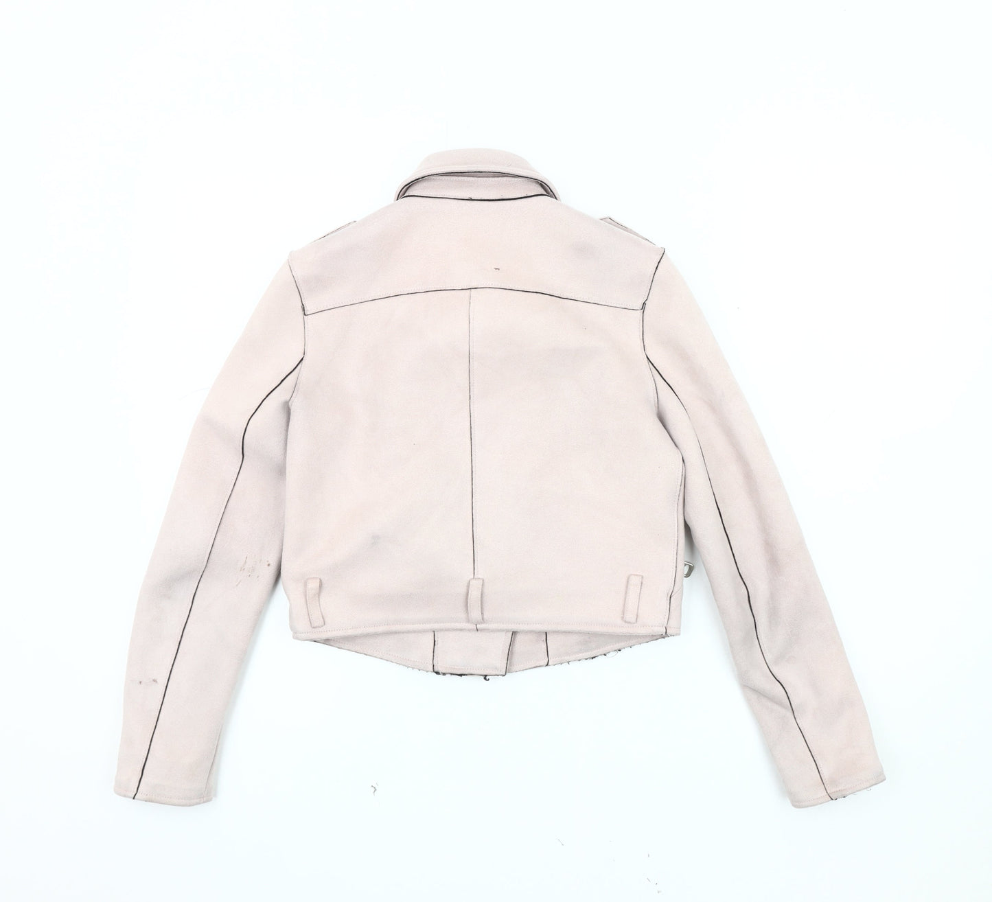 Womens UK Size XS Zara Beige Motorcycle Jacket
