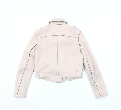 Womens UK Size XS Zara Beige Motorcycle Jacket