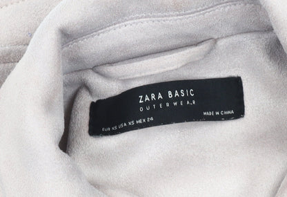 Womens UK Size XS Zara Beige Motorcycle Jacket