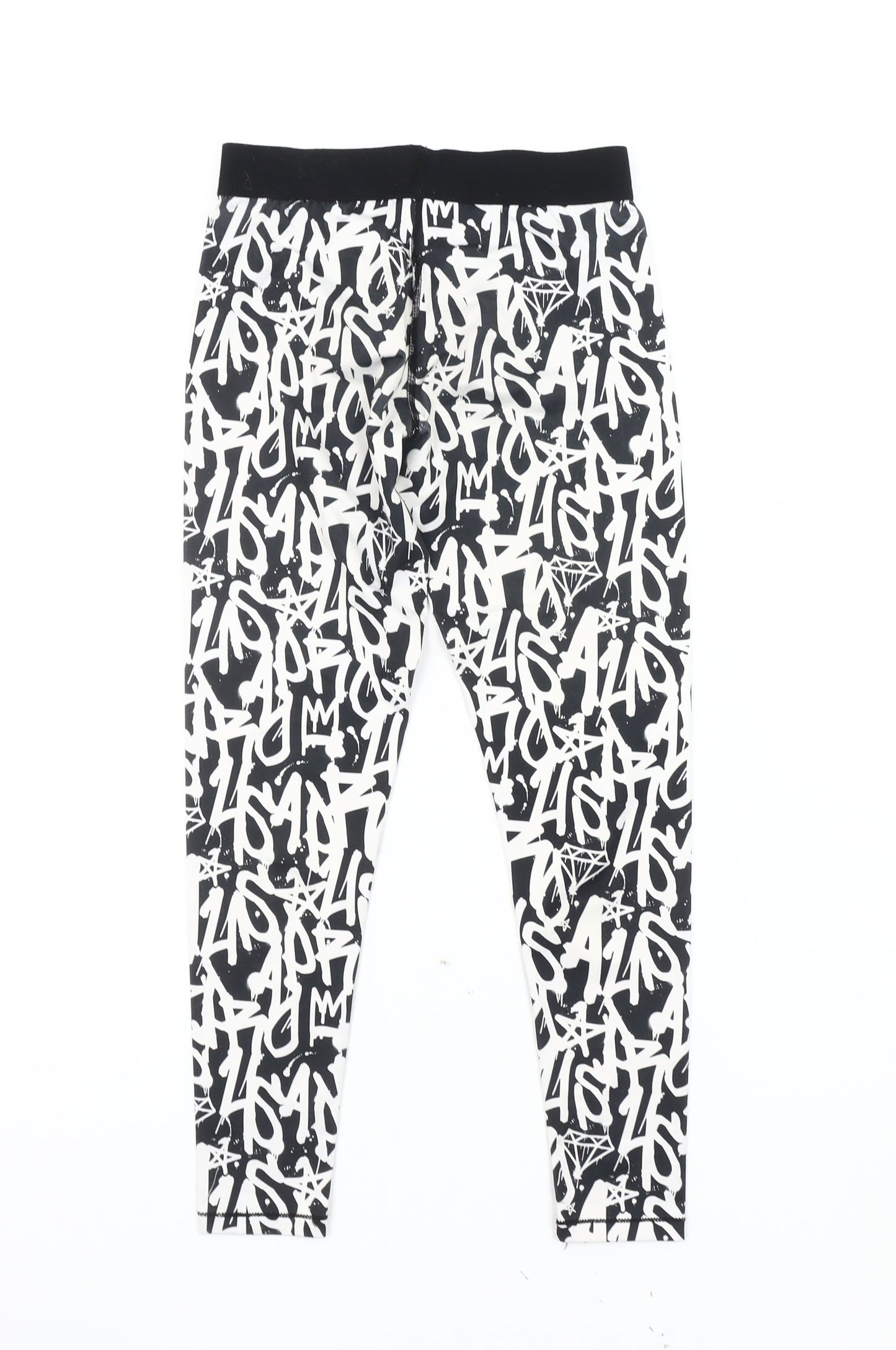 USA Pro Girls Black & White Graffiti Leggings, Size 11-12